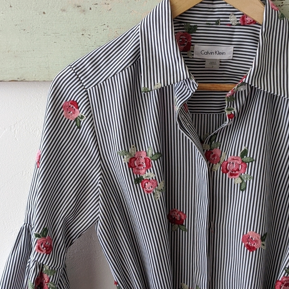 CALVIN KLEIN I Embroidered Flowers  Shirt Dress, 2